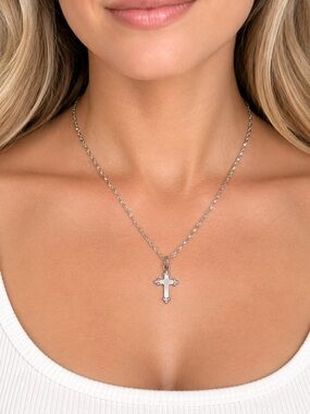 Classic Silver Cross Pendant Necklace